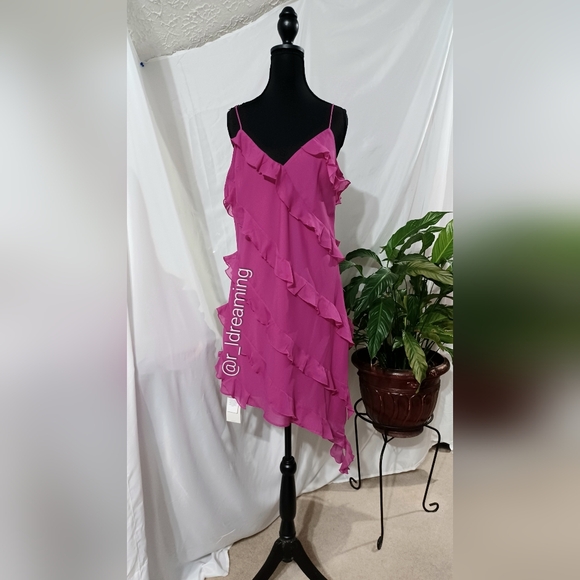 NWT All-Over Ruffle Mini Dress Size Large in Pink by Abercrombie & Fitch - Picture 1 of 8